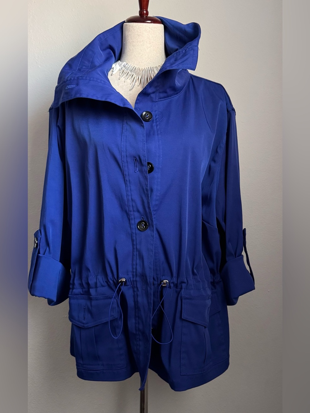 Ruby Rd Blue Funnel Neck Utility Jacket Plus Size 24W - Picture 2 of 9